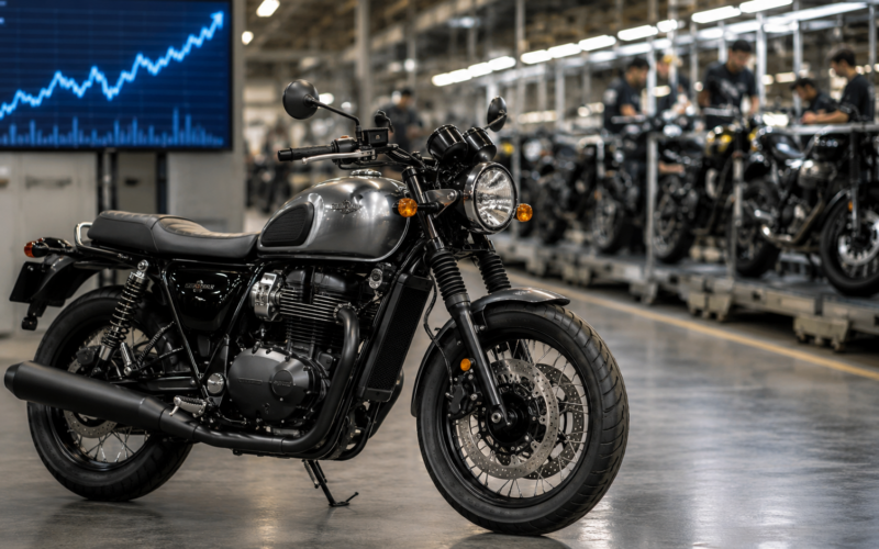 Representative image: Eicher Motors’ premium motorcycle momentum is reflected through a factory-floor visual, as Royal Enfield demand, Q4 FY2026 profit growth and #EICHERMOT stock gains keep investors focused on India’s premium two-wheeler market.