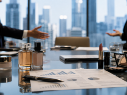Representative image: Luxury beauty products and financial documents on a corporate boardroom table reflect the failed Estée Lauder–Puig merger talks, highlighting how governance tensions, brand control and investor sentiment are reshaping global prestige beauty M&A.