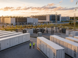 Representative image of a grid-scale battery storage site connected to data center power infrastructure, reflecting the investor focus on Fluence Energy’s record backlog, hyperscaler demand, and fiscal Q3 order catalyst.