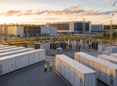 Representative image of a grid-scale battery storage site connected to data center power infrastructure, reflecting the investor focus on Fluence Energy’s record backlog, hyperscaler demand, and fiscal Q3 order catalyst.
