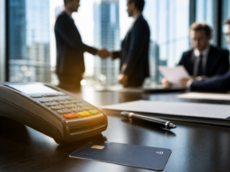 Representative image: A payment terminal and corporate dealmaking scene illustrate Francisco Partners’ reported talks to acquire Canadian payments firm Moneris, a potential $2 billion transaction that could reshape merchant payments strategy for Royal Bank of Canada and Bank of Montreal.