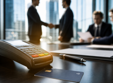 Representative image: A payment terminal and corporate dealmaking scene illustrate Francisco Partners’ reported talks to acquire Canadian payments firm Moneris, a potential $2 billion transaction that could reshape merchant payments strategy for Royal Bank of Canada and Bank of Montreal.