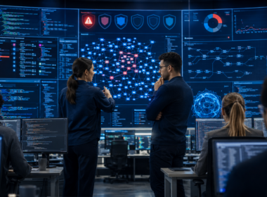 Representative image of an enterprise cybersecurity operations centre monitoring artificial intelligence driven open source software vulnerability detection, as IBM and Red Hat launch Project Lightwell to secure critical enterprise code.