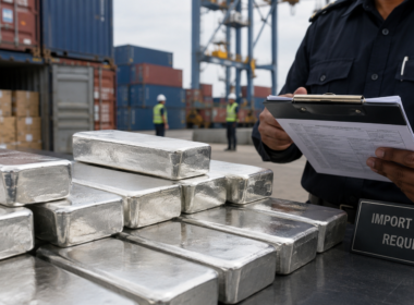 Representative image: Silver bars at a port inspection point highlight India’s decision to restrict 99.9% purity silver bar imports, requiring permits under the revised DGFT import policy for precious metals.
