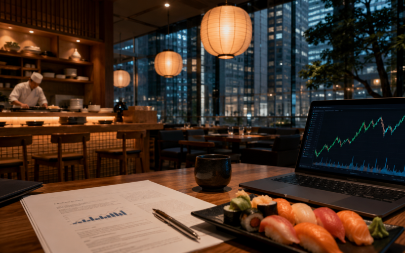 Representative image of a Japanese-themed restaurant business preparing for a Nasdaq IPO, as RIKU Dining Group targets a US$34.5 million listing to fund its Canada and Hong Kong expansion strategy.