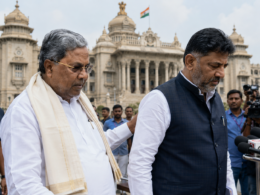 Representative image of a Karnataka political leadership transition outside a government building as Siddaramaiah’s resignation clears the way for D. K. Shivakumar, putting Congress unity, state governance and Bengaluru’s political balance under fresh scrutiny.