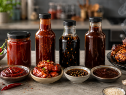 Representative image of Korean-style sauces, chili ingredients and glazed chicken, illustrating ECOLINE CO., LTD.’s K-sauce launch as the swicy food trend gains traction in global kitchens.
