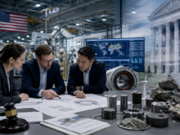 Representative image of rare earth magnet manufacturing, critical minerals processing, and legal-review activity, reflecting MP Materials’ lawsuit against USA Rare Earth and the intensifying U.S. race to secure domestic rare earth supply chains.