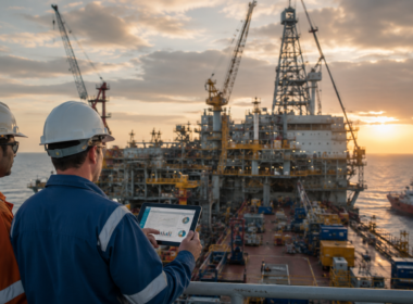 Representative image of offshore engineering and construction operations as McDermott International reports stronger first-quarter 2026 revenue, adjusted EBITDA growth and a $17.6 billion project backlog.