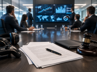 Representative image: A gaming controller, legal documents and corporate strategy screens illustrate Microsoft’s Activision Blizzard settlement, highlighting how gaming megadeals continue to face shareholder litigation, governance scrutiny and long-term investor questions.