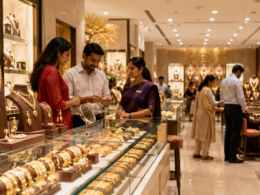 Representative image showing gold jewellery retail demand in India as PC Jeweller’s Q4 profit growth and franchise expansion plans revive investor interest in #PCJEWELLER.