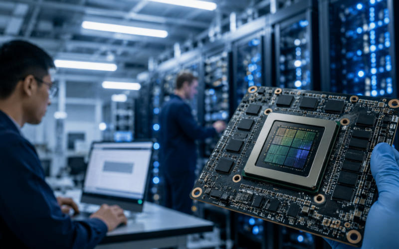 Representative image showing custom AI chip technology and data centre infrastructure, as Qualcomm’s reported ByteDance deal signals a wider shift in the semiconductor race beyond Nvidia.