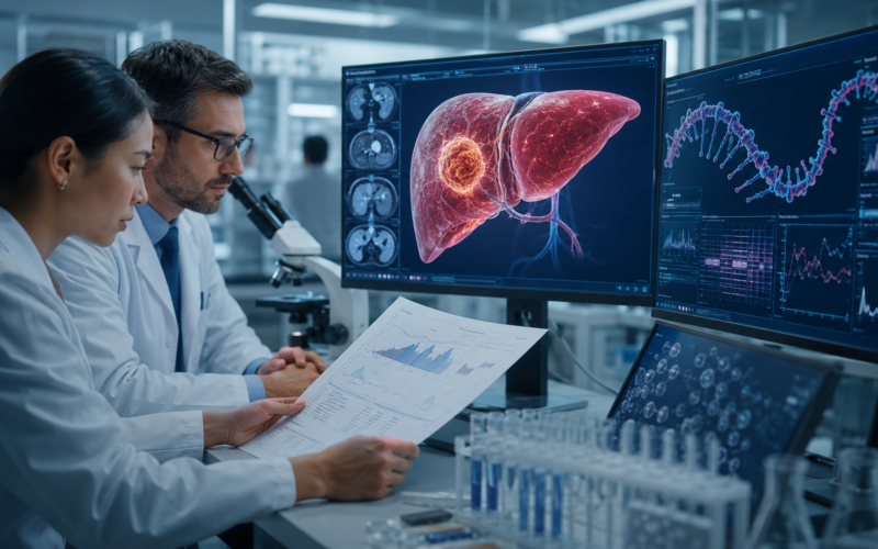 Representative image of RNA-based liver cancer research as Rznomics Inc. advances RZ-001 for hepatocellular carcinoma after receiving U.S. FDA RMAT designation, highlighting the growing role of RNA editing therapies in oncology.