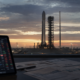 Representative image of a rocket awaiting launch as investors track market charts, reflecting growing skepticism over whether SpaceX will file for its anticipated IPO in May.