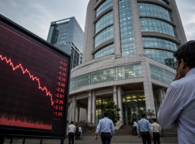 Representative image: State Bank of India’s Q4 FY26 selloff has put SBIN margin pressure, dividend timing, and FY27 banking outlook back in focus for retail investors.