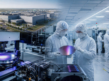 Representative image of a semiconductor cleanroom and wafer fabrication facility, illustrating how the Tata Electronics–ASML partnership could strengthen India’s 300 mm chip manufacturing ambitions at the Dholera semiconductor fab in Gujarat.