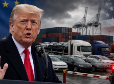 Representative image: European Union cars and trucks face renewed uncertainty at a transatlantic port backdrop as Donald Trump’s proposed 25 per cent auto tariff puts the Turnberry Agreement under fresh pressure.