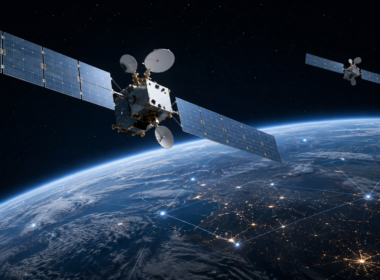 Representative image of advanced satellite communications infrastructure in Earth orbit, reflecting Viasat and Intelsat General’s $437.7 million U.S. space vehicle contract and the growing strategic importance of protected military satellite networks.