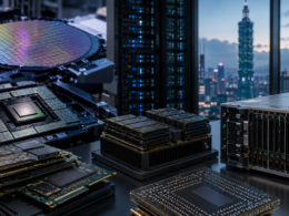 Representative image of advanced semiconductor wafers, high-bandwidth memory modules and AI server hardware, illustrating how Nvidia, SK hynix and Taiwan Semiconductor Manufacturing are tightening supply-chain coordination as AI infrastructure demand accelerates.