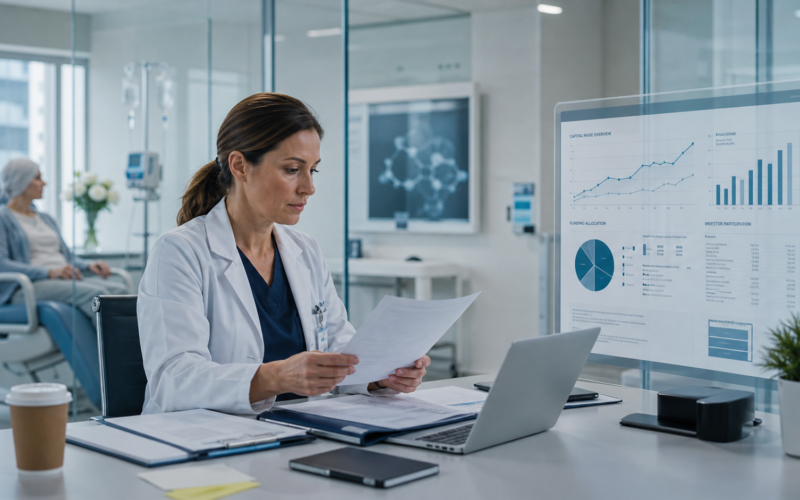 Representative image of a biotechnology commercialization and oncology finance setting, reflecting Citius Oncology’s up to $36.5 million capital raise to support the United States launch of LYMPHIR for relapsed or refractory cutaneous T-cell lymphoma.