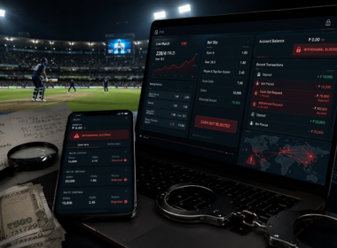 Representative image of a cybersecurity investigation into illegal IPL betting networks targeting Indian cricket fans, as CloudSEK’s “Hit Wicket” report exposes blocked withdrawals, suspicious betting domains, and enforcement gaps under India’s real-money gaming ban.
