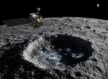 Representative image of a lunar orbiter studying shadowed craters near the Moon’s south pole as Chandrayaan-2 data strengthens evidence of subsurface ice, boosting India’s role in future lunar exploration and space resource missions.