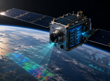 Representative image of an orbital data centre satellite processing hyperspectral imaging data in low Earth orbit, as Pixxel and Sarvam target India’s next leap in AI-powered space infrastructure.