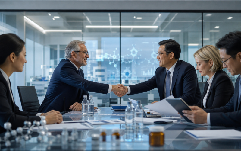 Representative image of pharmaceutical mergers and acquisitions in 2026, as major drugmakers use record dealmaking firepower, patent cliff pressure, and China-sourced biotech innovation to rebuild global pipelines.