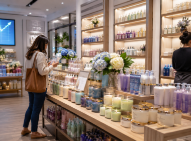 Representative image of a premium beauty and home fragrance retail store, as Bath & Body Works shares surge after stronger-than-expected earnings and renewed investor focus on its specialty retail turnaround.