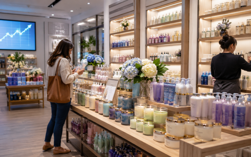 Representative image of a premium beauty and home fragrance retail store, as Bath & Body Works shares surge after stronger-than-expected earnings and renewed investor focus on its specialty retail turnaround.