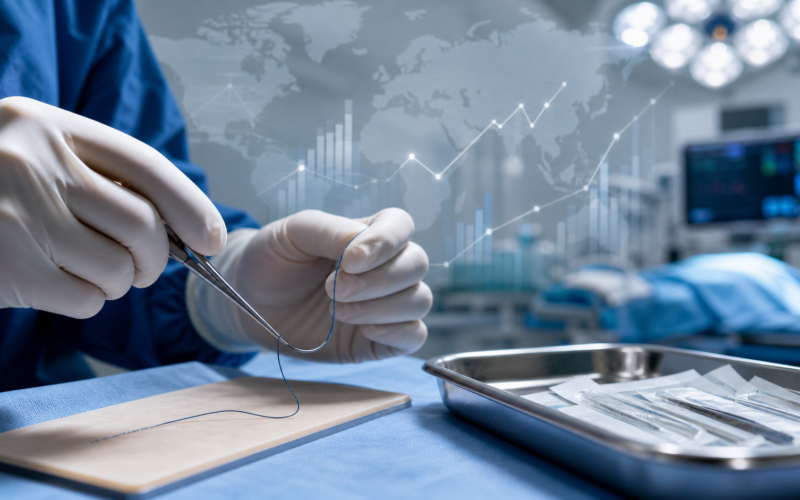 Representative image of surgical sutures being prepared in a modern operating room, reflecting how antimicrobial coatings, ambulatory surgery growth, and Asia-Pacific procedure volumes are reshaping the global sutures market.