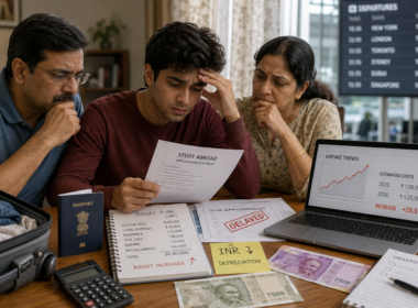 Representative image: Indian students and families are facing a tougher 2026 study abroad cost crunch as INR depreciation, United States visa delays, and rising airfares increase the financial pressure of overseas education planning.