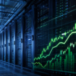 Representative image of a modern AI data centre and rising market chart, reflecting HPE's record quarterly results, upgraded fiscal 2026 outlook, and investor optimism around accelerating demand for artificial intelligence infrastructure.