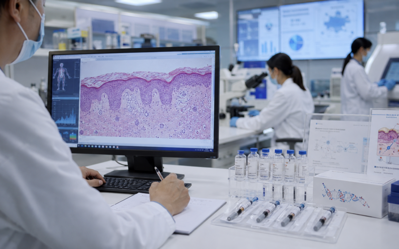 Representative image of biologics research as Akeso’s gumokimab approval strengthens China’s psoriasis drug market, autoimmune disease strategy, and domestic biotech growth story.