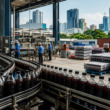 Representative image of an unbranded beverage bottling plant with packaged soft drinks, illustrating Coca-Cola’s India IPO plans and the growth of India’s FMCG beverage sector.