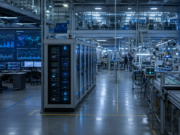 Representative image: A smart factory operations centre with robotics, industrial sensors and AI monitoring systems illustrates how Cognizant’s physical AI platform could reshape enterprise automation, IT services demand and CTSH investor sentiment.
