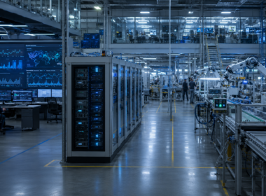 Representative image: A smart factory operations centre with robotics, industrial sensors and AI monitoring systems illustrates how Cognizant’s physical AI platform could reshape enterprise automation, IT services demand and CTSH investor sentiment.