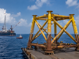 Conrad Asia Energy’s Mako gas project: Representative image of offshore gas infrastructure fabrication and transport activities, reflecting progress toward first gas production from the Mako gas field in Indonesia’s West Natuna Sea.
