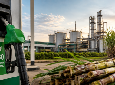 Representative image of E30 ethanol-blended fuel production, highlighting how India’s higher ethanol petrol duty waiver could strengthen demand for sugar, biofuel and energy transition stocks such as Balrampur Chini Mills, Praj Industries and Triveni Engineering.