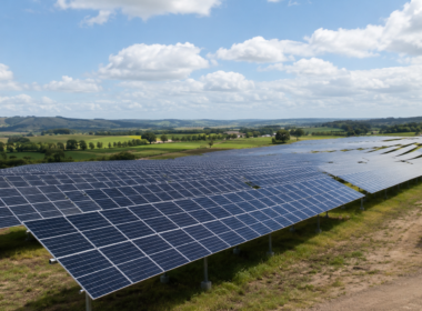 Representative image of a large-scale solar farm, reflecting Contact Energy and Lightsource bp’s NZ$305 million Glorit solar project near Auckland.