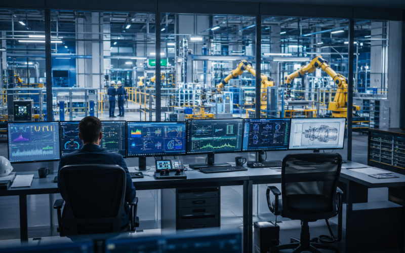 Representative image of industrial automation control room for Honeywell Technologies investor day, HON stock and Aerospace spin-off story.