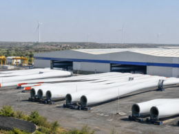 Representative image of wind turbine blade manufacturing facility for JSW Energy’s Halol plant and JSWENERGY renewable energy supply chain story.