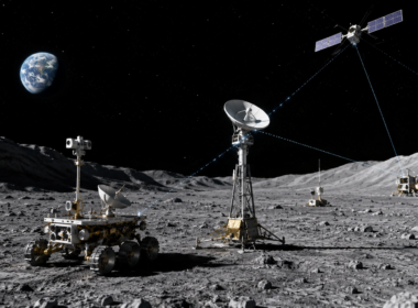 Representative image of a lunar communications network linking rovers, surface antennas and orbiting satellites as NASA backs AiRANACULUS with a $5 million contract to advance autonomous Moon and deep-space connectivity.