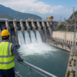Representative image of a hydropower dam, power infrastructure and site engineers, illustrating NHPC Limited’s OFS and India’s clean energy PSU investment story.
