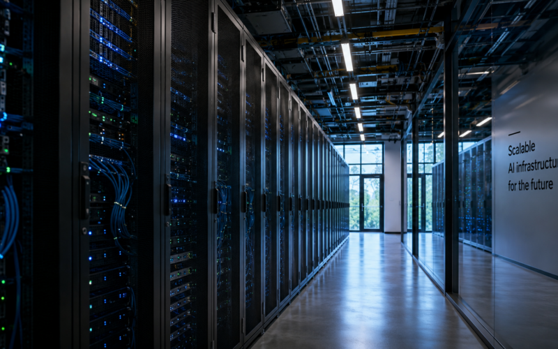 Representative image of AI cloud infrastructure and data center capacity, reflecting Nebius Group’s Nasdaq-100 inclusion catalyst, backlog growth and capex debate.