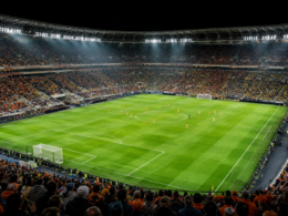 A packed football stadium during the Netherlands vs Sweden FIFA World Cup 2026 clash, where Brian Brobbey and Cody Gakpo powered the Netherlands to a commanding 5-1 victory in Houston. Representative image.