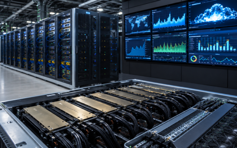 Representative image of AI data center infrastructure as Oracle Corporation’s record cloud growth and $638 billion backlog put ORCL stock, capital spending, and artificial intelligence infrastructure costs under sharper investor scrutiny.