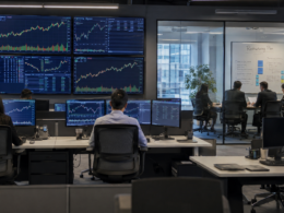 Representative image: A modern fintech trading floor reflects Robinhood’s decision to cut 290 jobs despite record trading activity, highlighting its push for a leaner workforce, faster decision-making and stronger operating efficiency.