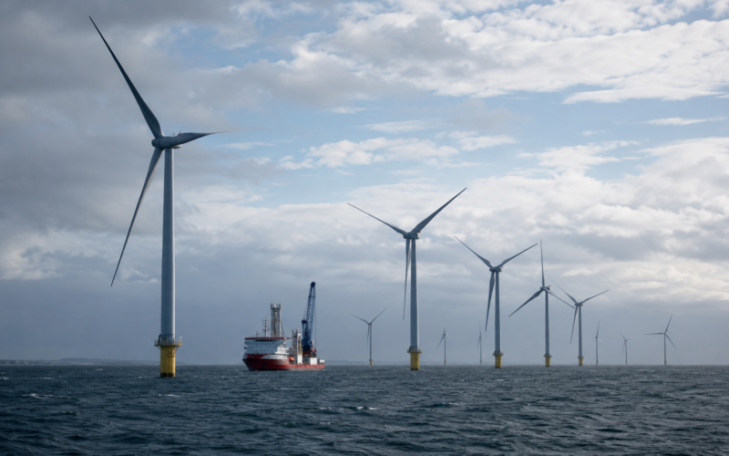 Representative image: Offshore wind turbines and a service vessel illustrate Siemens Gamesa’s warning over Europe offshore wind capacity, as Siemens Energy AG faces investor scrutiny over renewable power delays and supply-chain risks.