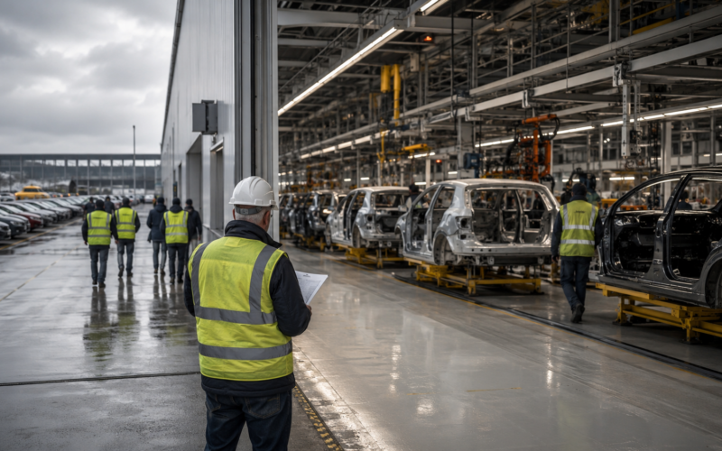 Representative image: A European automotive assembly plant amid Volkswagen’s reported plan to cut up to 100,000 jobs, close German factories and accelerate its deepest workforce restructuring under Oliver Blume.